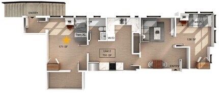 2 Bedroom | 1 Bath B Shared-Standard floor plan